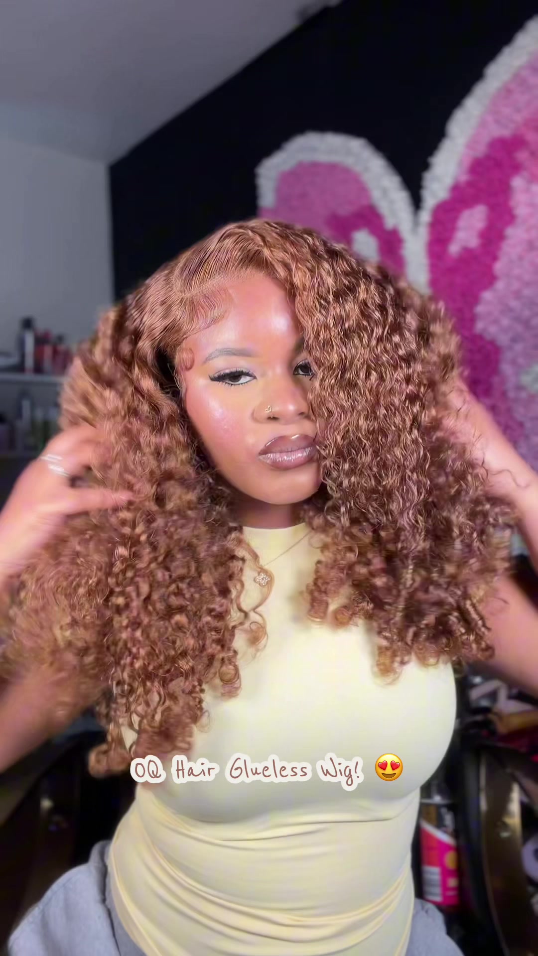 TikTok post by an influencer for OQHAIR. Caption reads: [...] color is gorgeous!!! 😍🤎🔥 @OQHAIR....