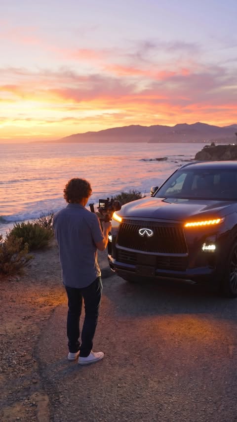 Instagram post by @sparkle_films for INFINITI. Caption reads: Get ready for an inside look at the INFINITI QX80!....