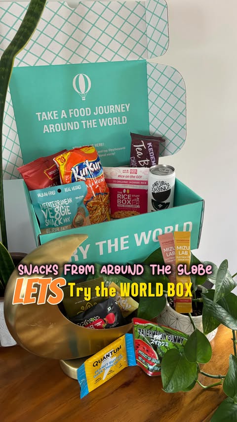 Instagram post by @munchies_with_melly for Try The World. Caption reads: [...] around the GLOBE inside this box from....