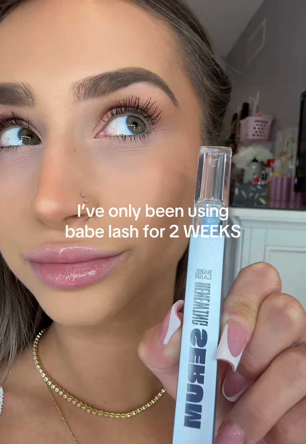 TikTok post by @sierra__s for Babe Original. Caption reads: [...] #lashgrowth #lashgoals @Babe Original.