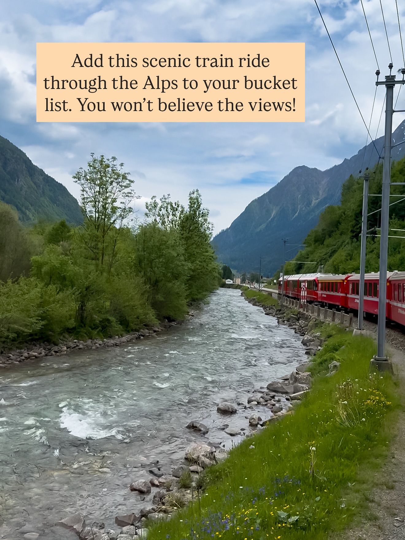 Instagram post by @vineyardsandvoyages for Switzerland. Caption reads: 👇🏻Comment “ALPS” and I will send you a link to....