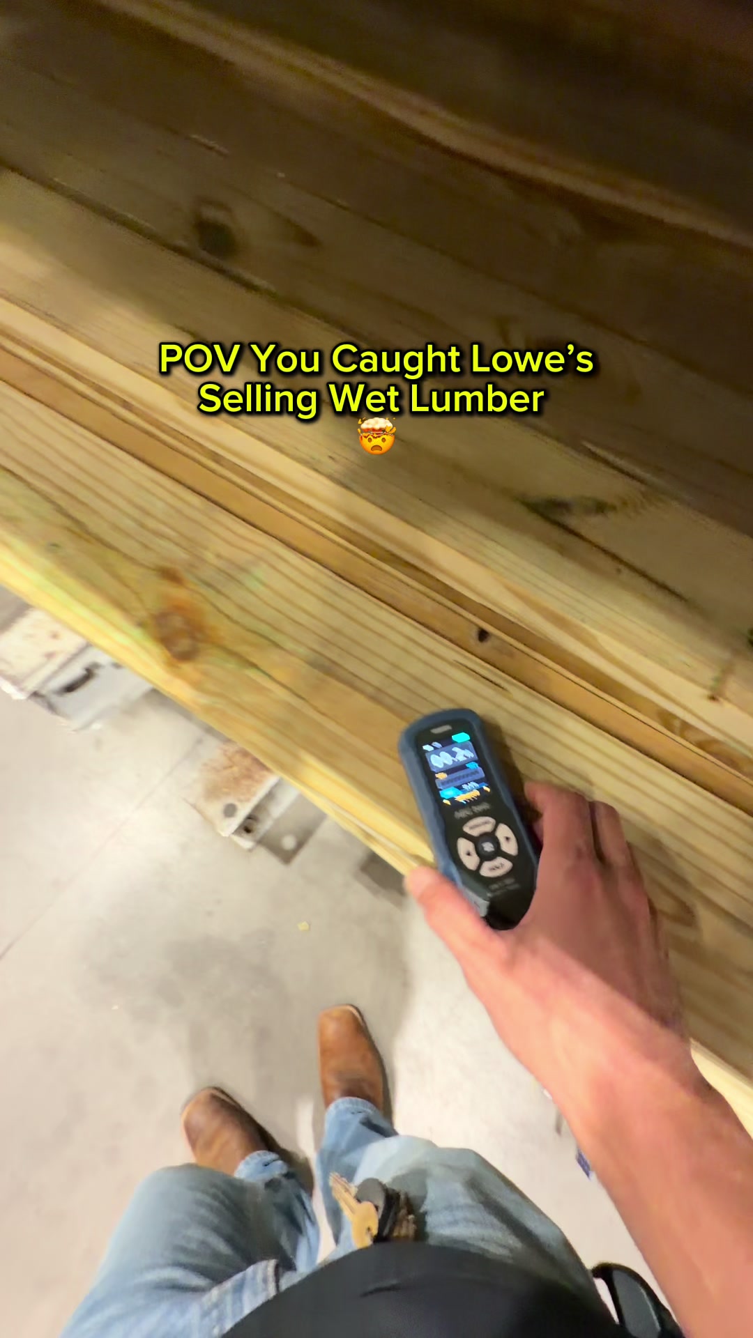 TikTok post by @yungploomer for TESMEN. Caption reads: AWT-380 Moisture Meter! @TESMEN #carpenter....