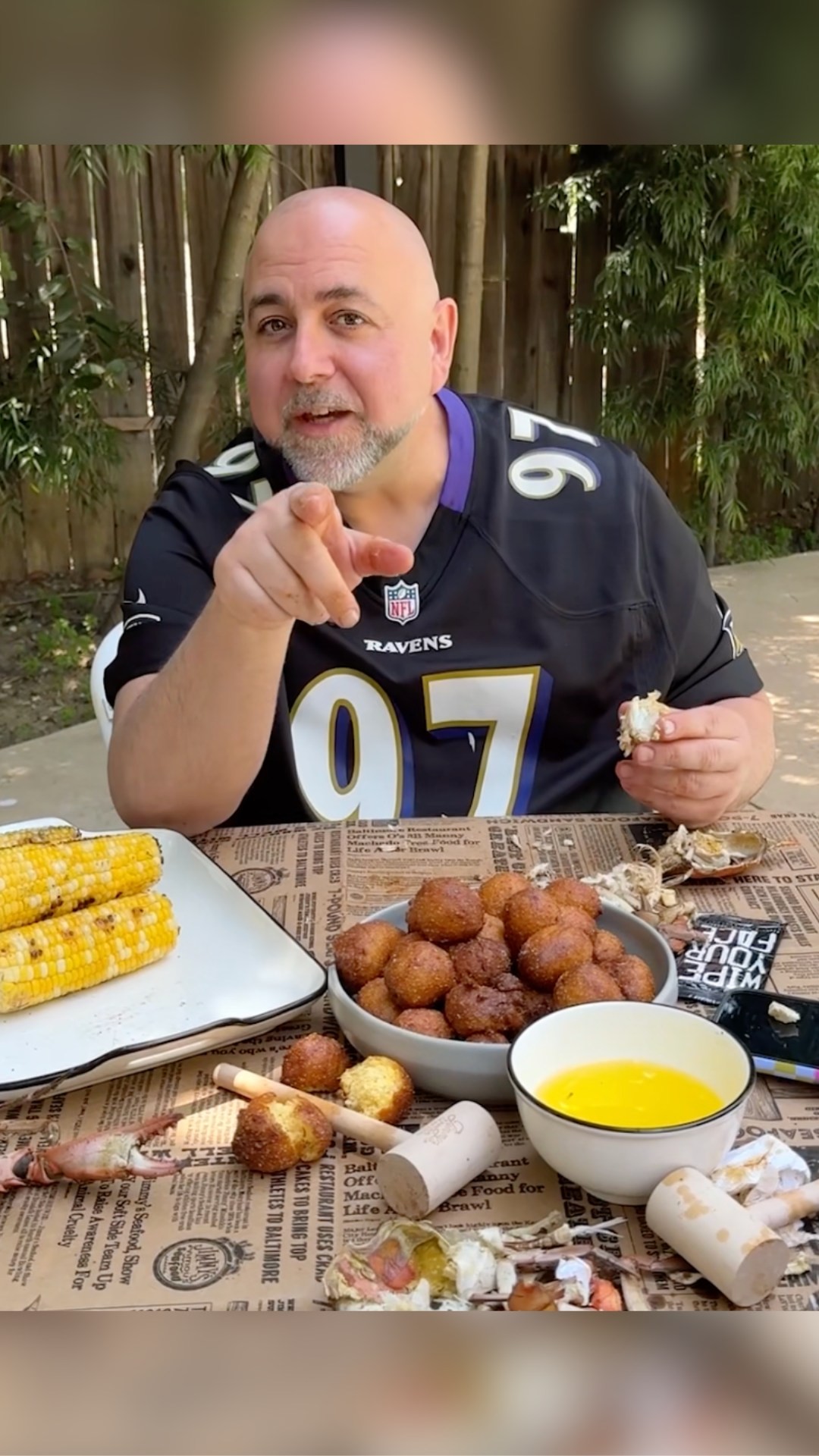 Instagram post by @duffgoldman for Food Network. Caption reads: @duffgoldman’s BEST meal ever?! A crab boil with....