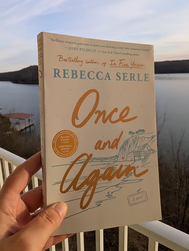 Instagram post by @hollylovesbooks1519 for Simon & Schuster. Caption reads: 📚 NEW THIS WEEK 📚 ONCE AND AGAIN by....