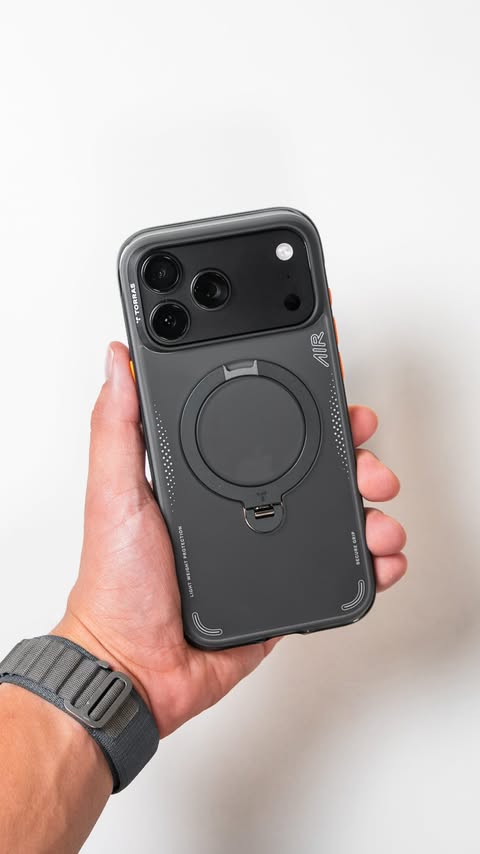 Instagram post by @drewpeden for TORRAS. Caption reads: [...] iPhone 18 Pro. 👀 The Q3 Air cases by....