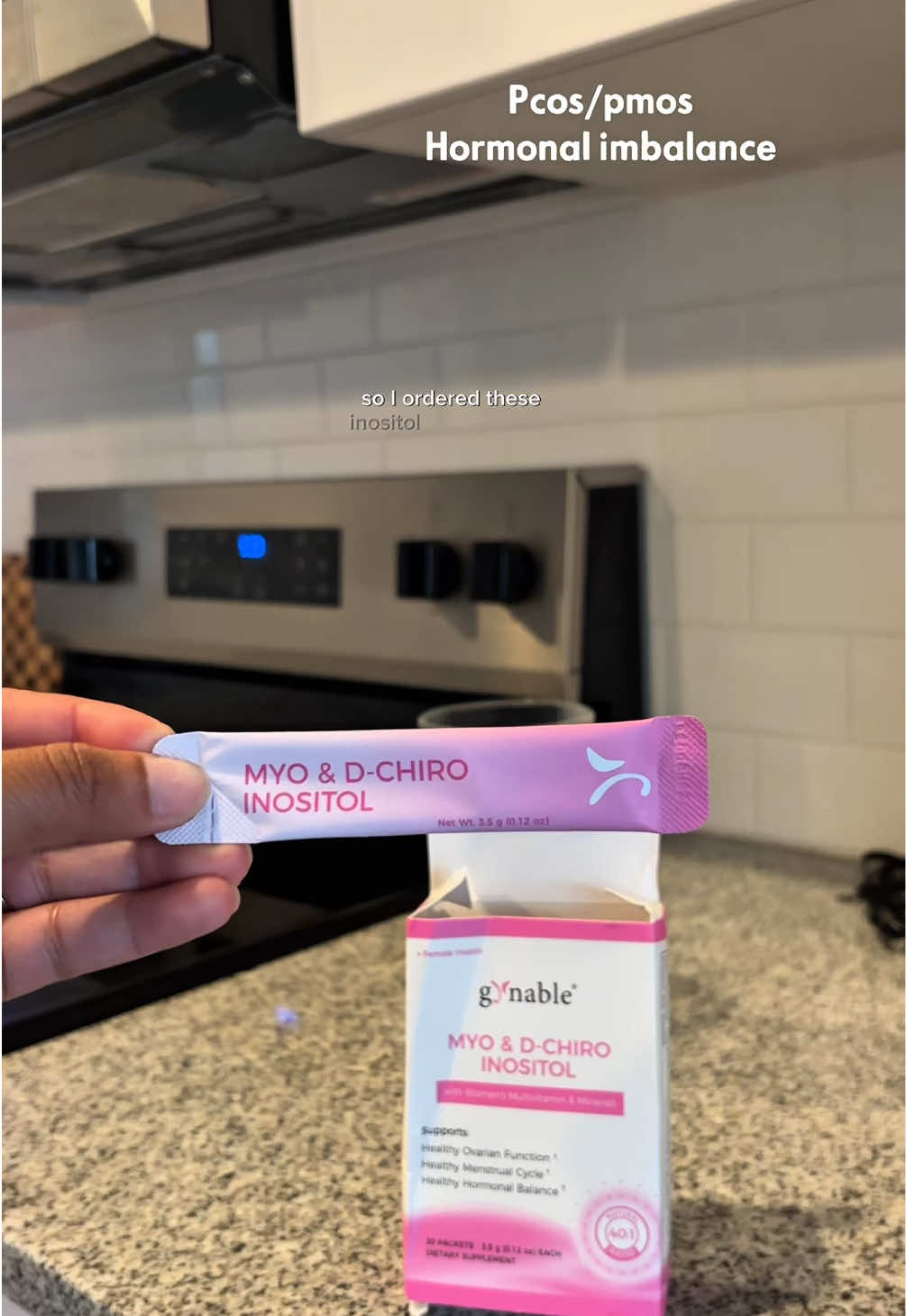 TikTok post by @shanicepaden for Gynable. Caption reads: Taking inositol for hormone balance @Gynable....
