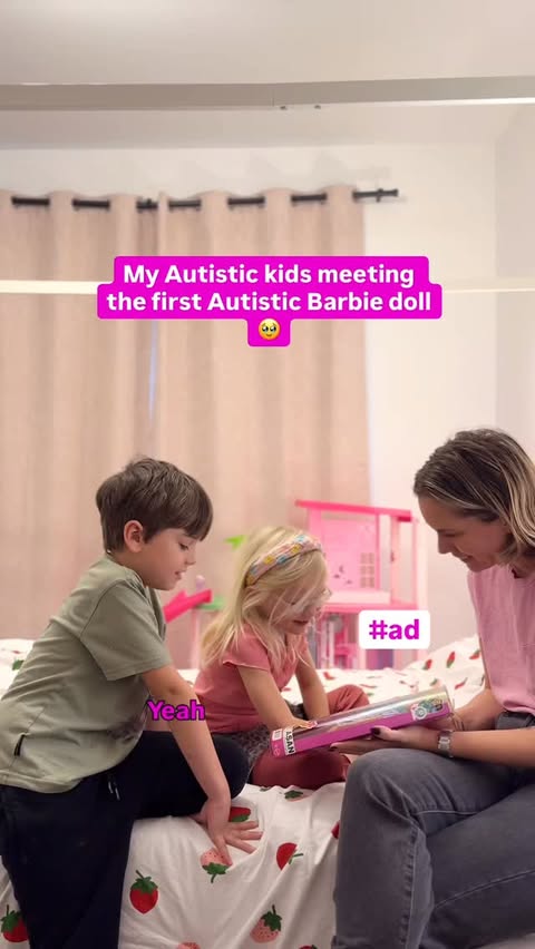 Instagram post by @theneurodiversitymom for Barbie. Caption reads: [...] representation of autism in this @barbie....