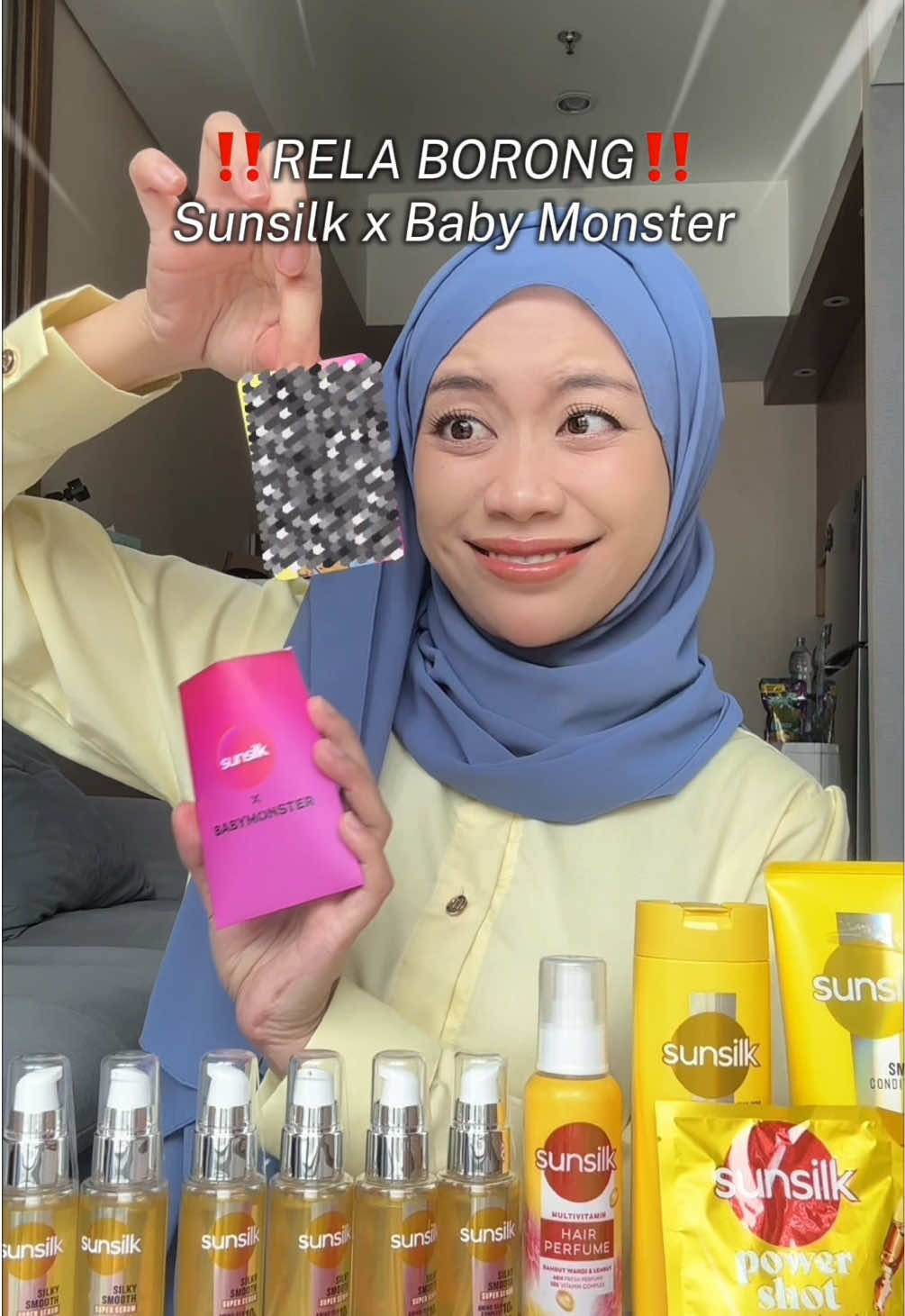 TikTok post by @ulfaalhanif for Sunsilk. Caption reads: Doain semoga kepilih ketemu BABY MONSTER ya😭 ....