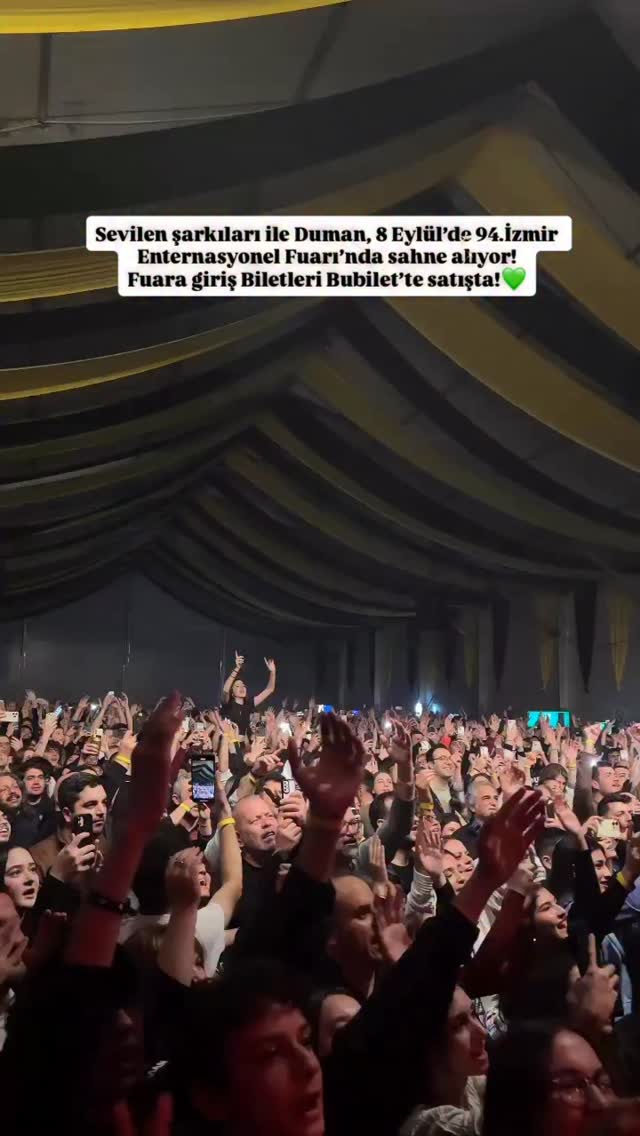 Instagram post by @izmirdecevirme for Bubilet. Caption reads: 💚Duman konser biletleri @bubilet profilindeki....