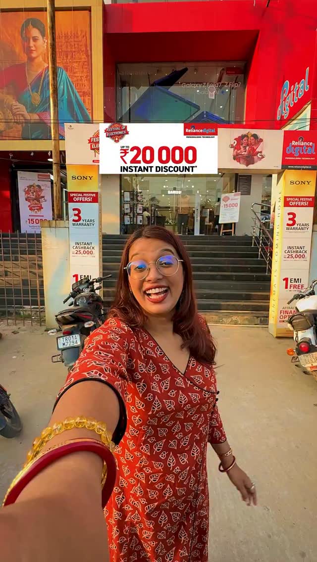 Instagram post by @teesta_saha__ for Reliance Digital. Caption reads: Diwali and Dhanteras Offer and discount at....