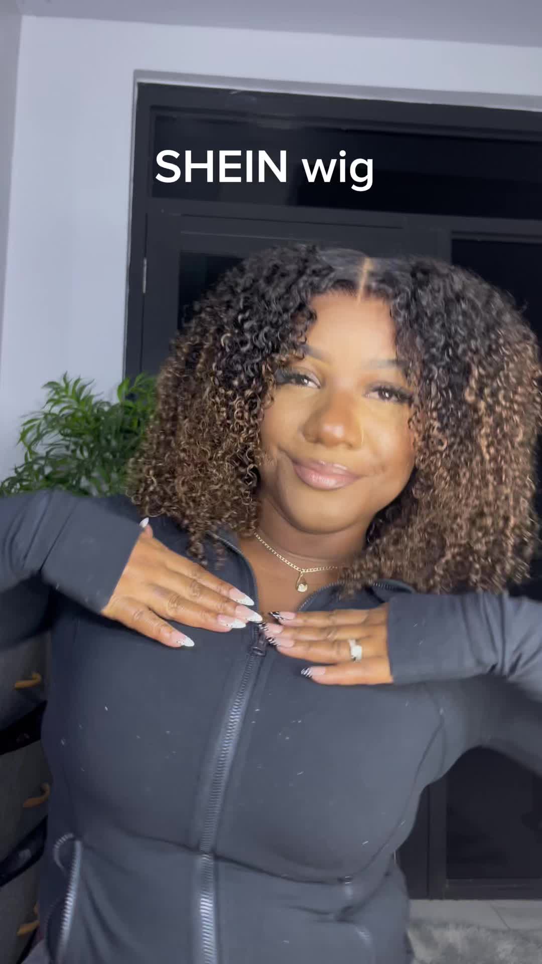 TikTok post by @dia.dierra for Shein.wig. Caption reads: [...] my bio to get this wig @SHEIN @SHEINUS....