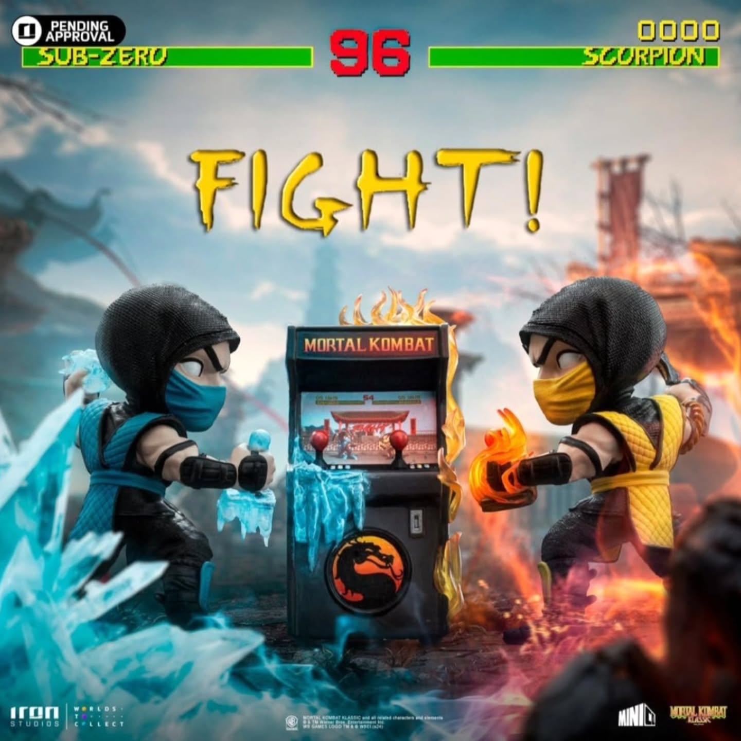 Instagram post by @mkarcadekollection for Mortal Kombat. Caption reads: [...] FIGHT...for #KombatDeals! ❄️🔥👊🩸....