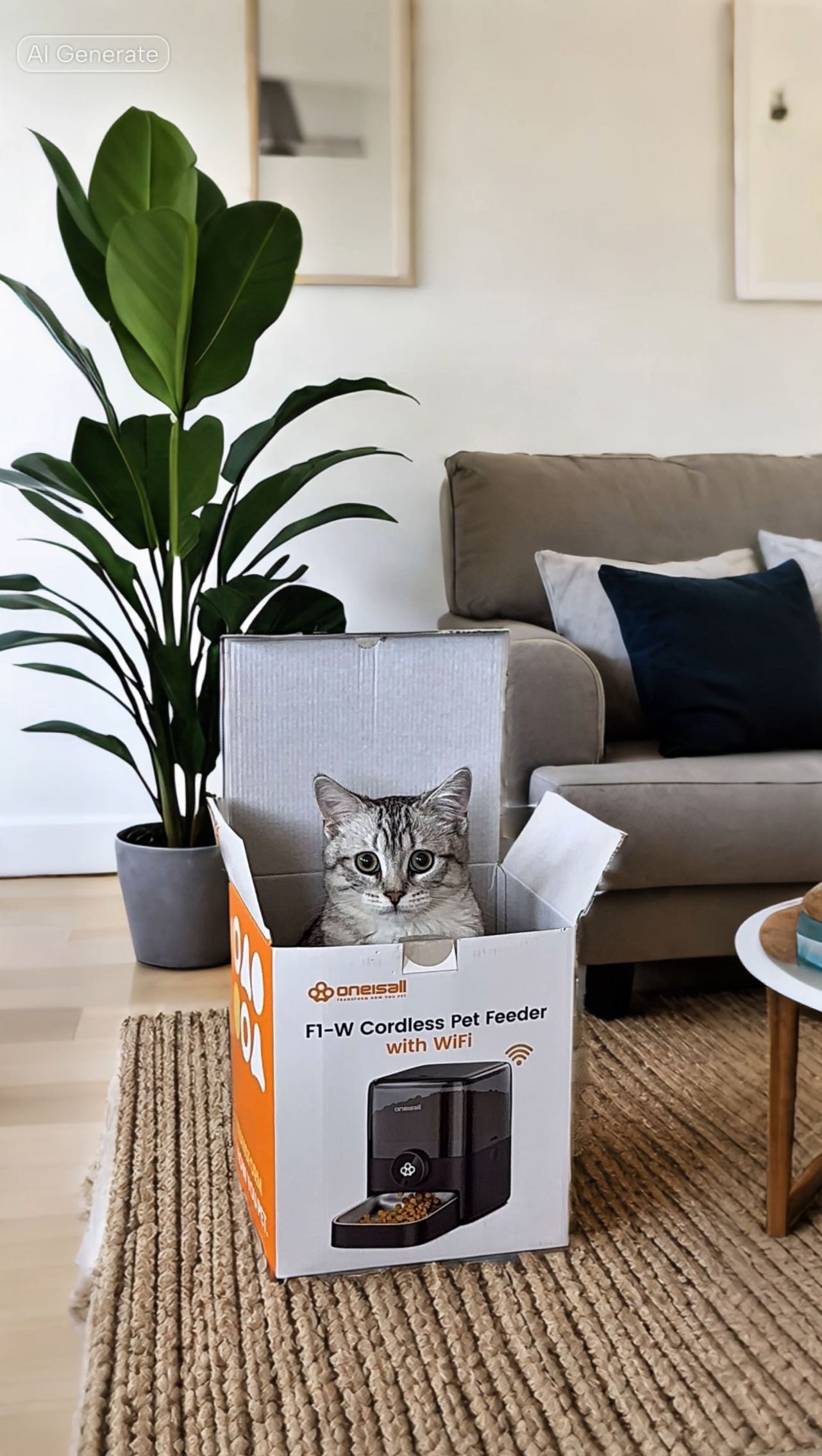 Instagram post by @tarikdeliktas for Oneisall. Caption reads: POV: You become a full-time cat daddy....