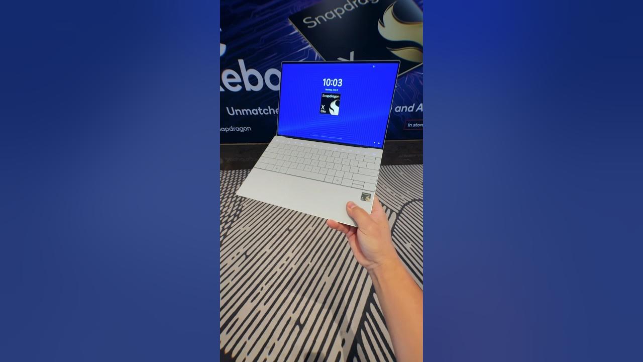 YouTube post by @dannywinget for Qualcomm. Caption reads: This Laptop has up to 27 Hours of Battery Life!.