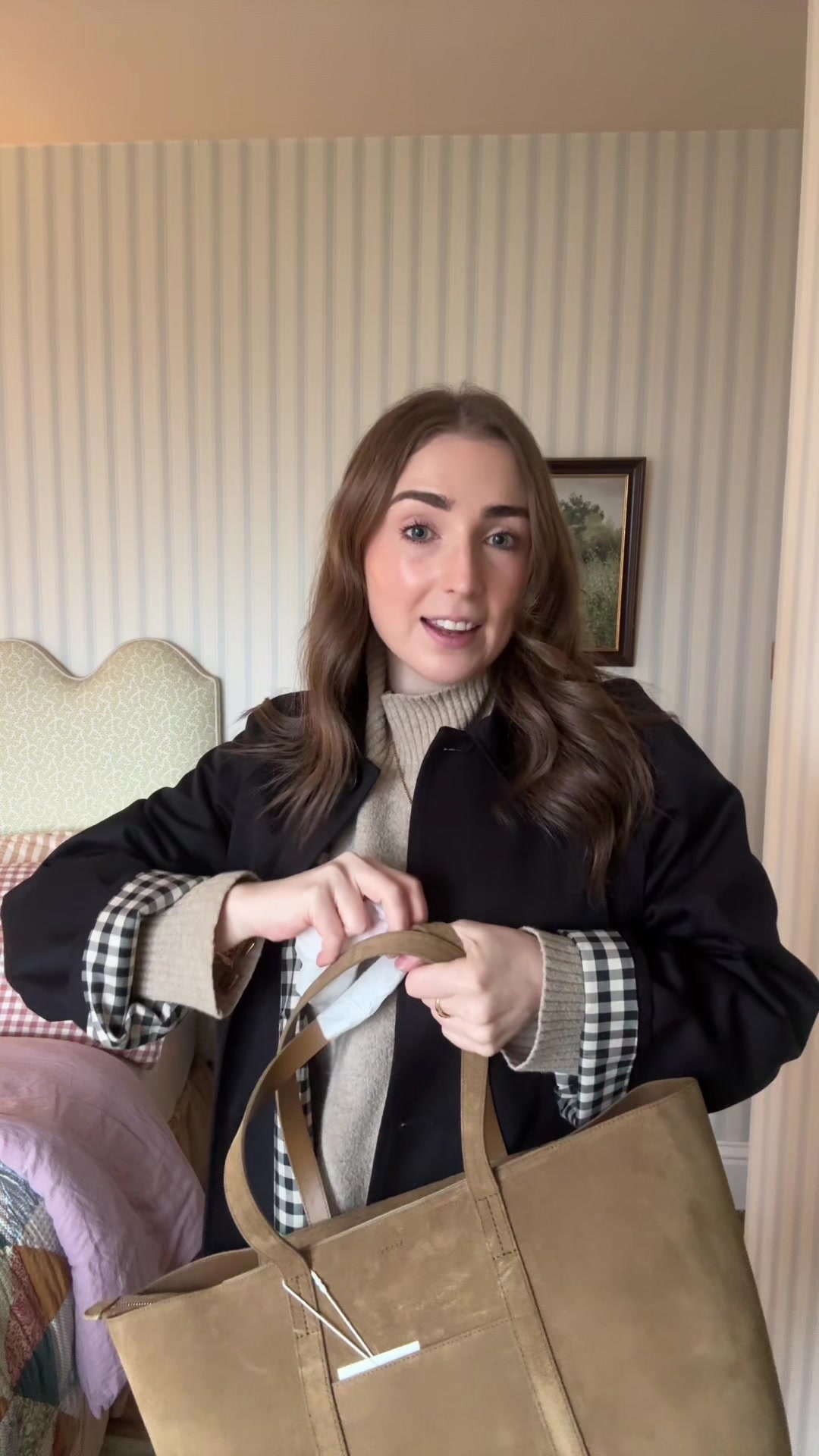 TikTok post by @carolinemcquistin for Sezane. Caption reads: City break Caroline incoming @Sézane gifted....