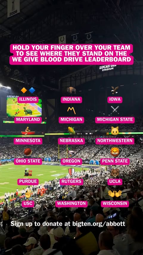 Instagram post by @bigtennetwork for Abbott. Caption reads: Where does your school rank on the "We Give Blood"....