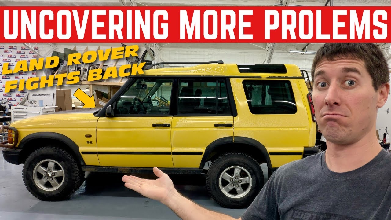 YouTube post by @WatchJRGo for WOLFBOX. Caption reads: TEARING MY RARE LAND ROVER APART TO FIX EVEN MORE....
