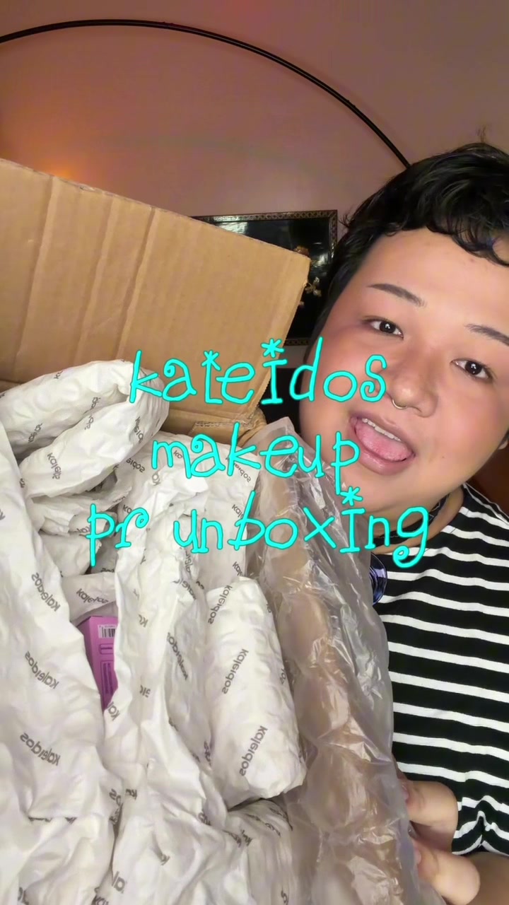 TikTok post by @so.raffy for Kaleidos Makeup. Caption reads: @Kaleidos Makeup pr unboxing! #beautyph #makeupph....