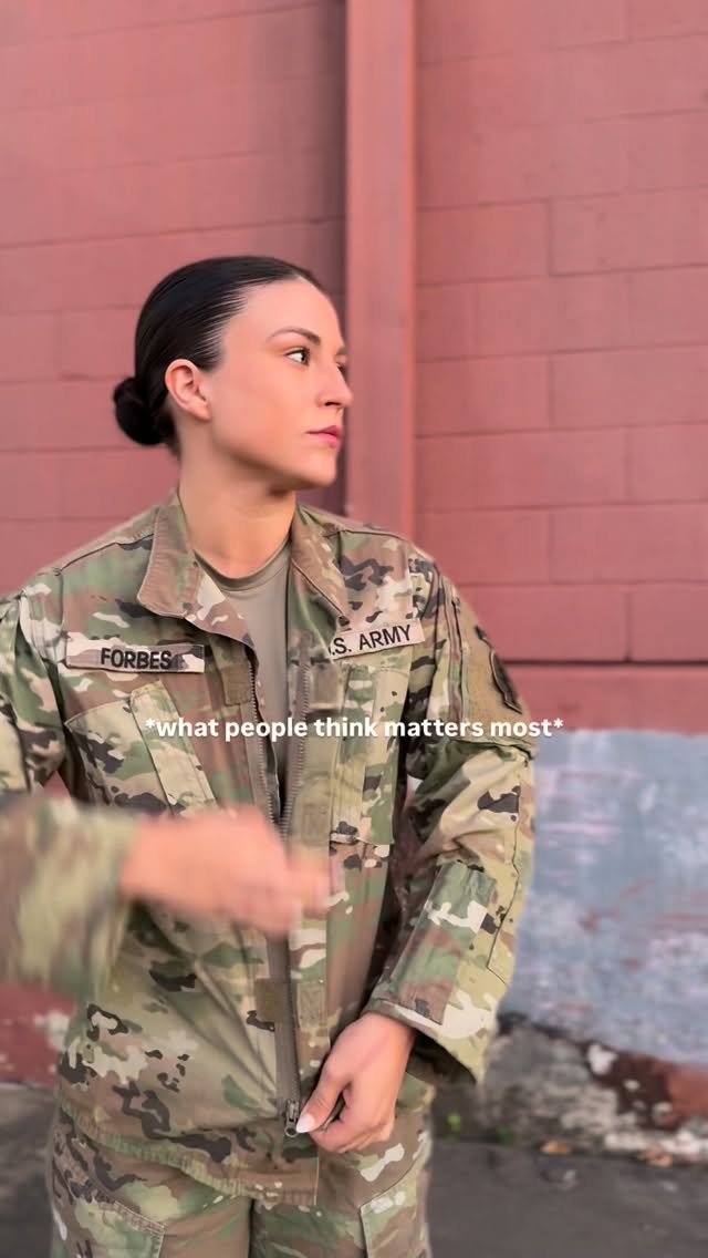 Instagram post by @callie.e.f for GoArmy. Caption reads: Leadership isn’t about the rank on your chest —....