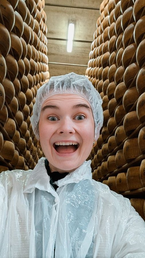 Instagram post by @marthacollison for Parmigiano Reggiano. Caption reads: Excuse the attractive attire (is there a way to....