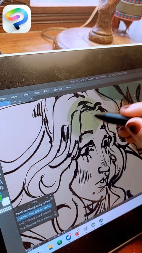 Instagram post by @tacodemuerte for Clip Studio Paint. Caption reads: Clip Studio paint makes art feel EASY PEASY! I....