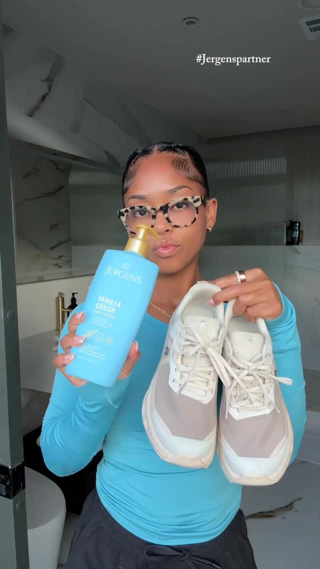 Instagram post by @a.wilkyy for Jergens. Caption reads: #jergenspartner GRWM to train for my 5k....