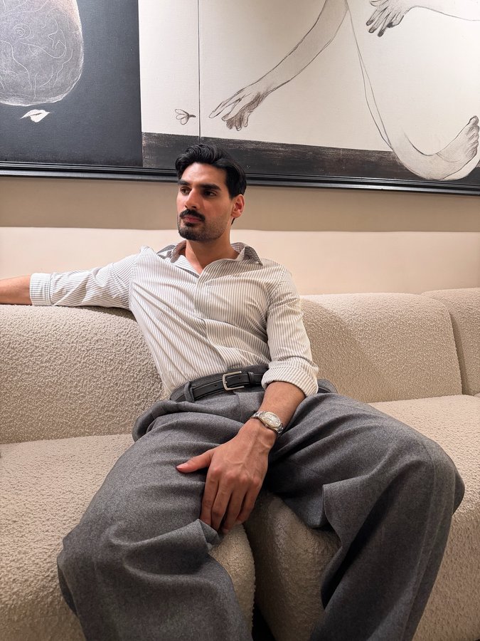 Instagram post by @ahan.shetty for Galeries Lafayette. Caption reads: In @zegna for @galerieslafayetteindia.