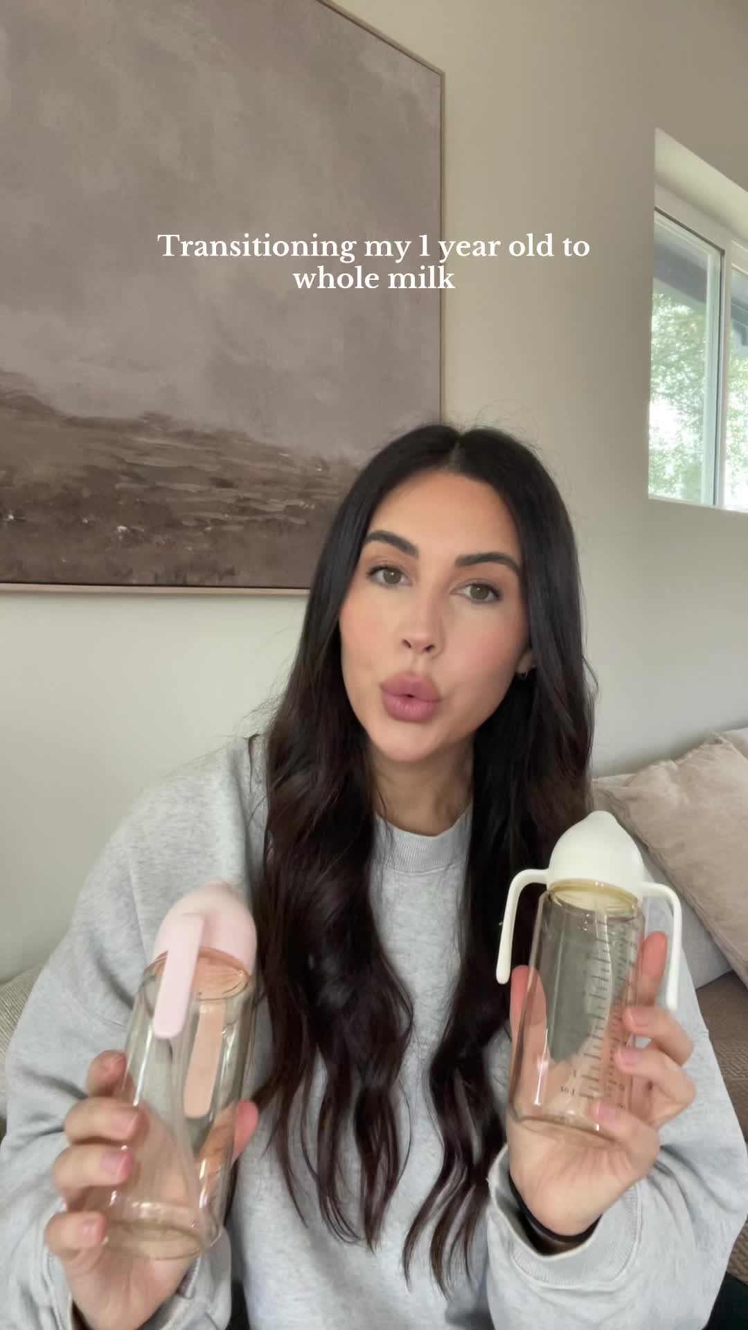 TikTok post by @alexa_perkins for mombella official. Caption reads: She feels like such a big girl now drinking whole....
