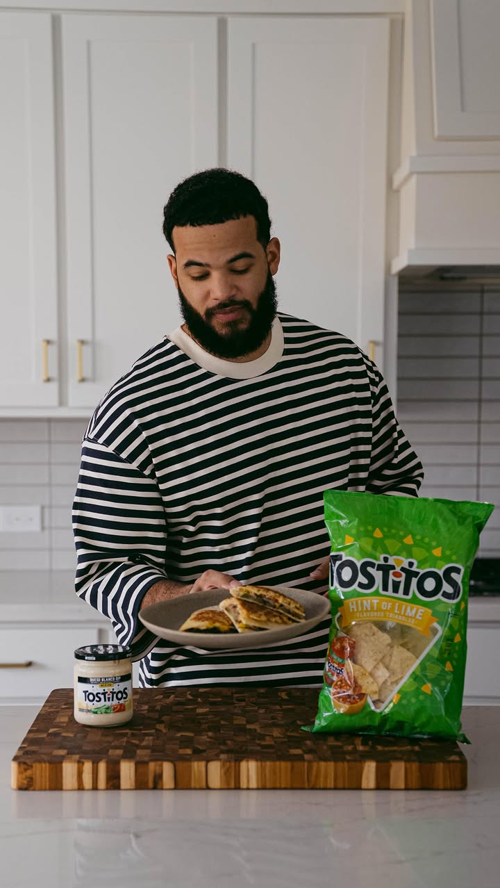 Instagram post by @desmondscott for Tostitos. Caption reads: #AD I’m showing you how to make the TOSTITOS®....