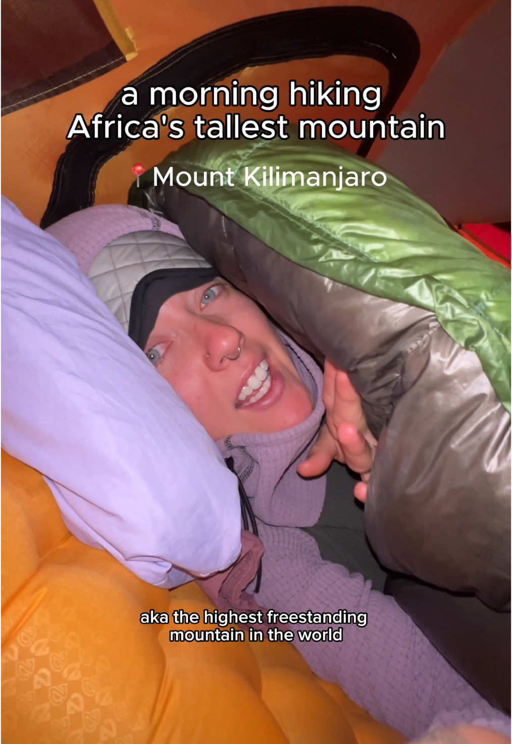 TikTok post by @kayli.kiing for Nuun Hydration. Caption reads: Honestly my biggest focus of this hike has been....