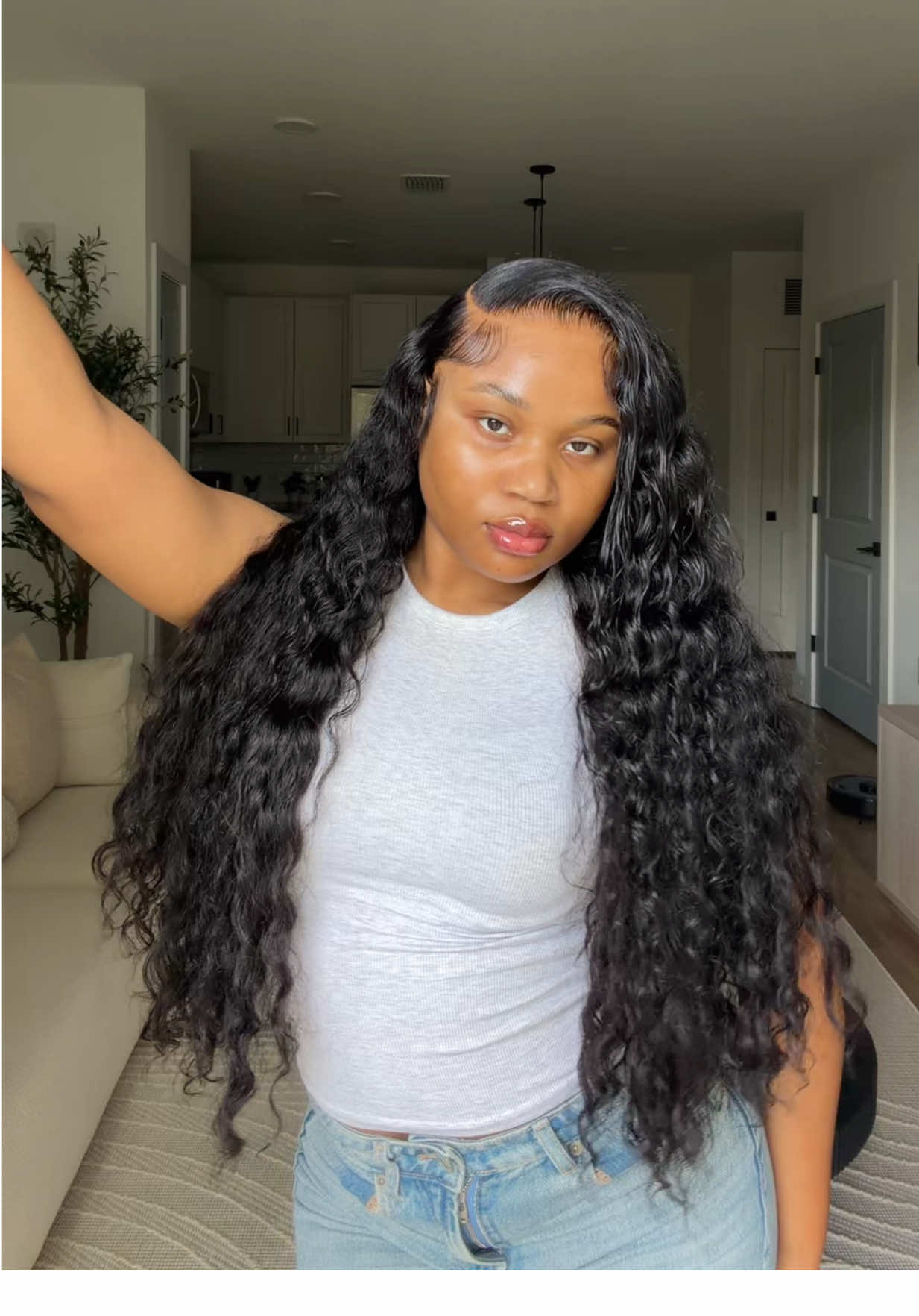 TikTok post by @jayandnia for Wiggins Hair. Caption reads: The lace is invisible 🔥🩷 @wigginshairwig link in....