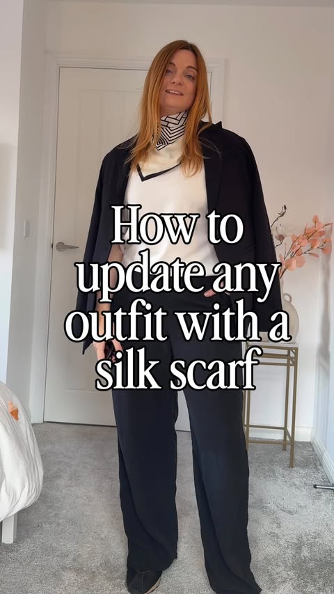 Instagram post by @amberstyledit for SilkSilky. Caption reads: [...] to elevate any outfit! All scarves at....