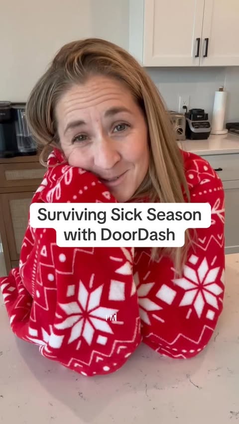 Instagram post by @themomchats for DoorDash. Caption reads: Caught my first cold of the season from a kid who....