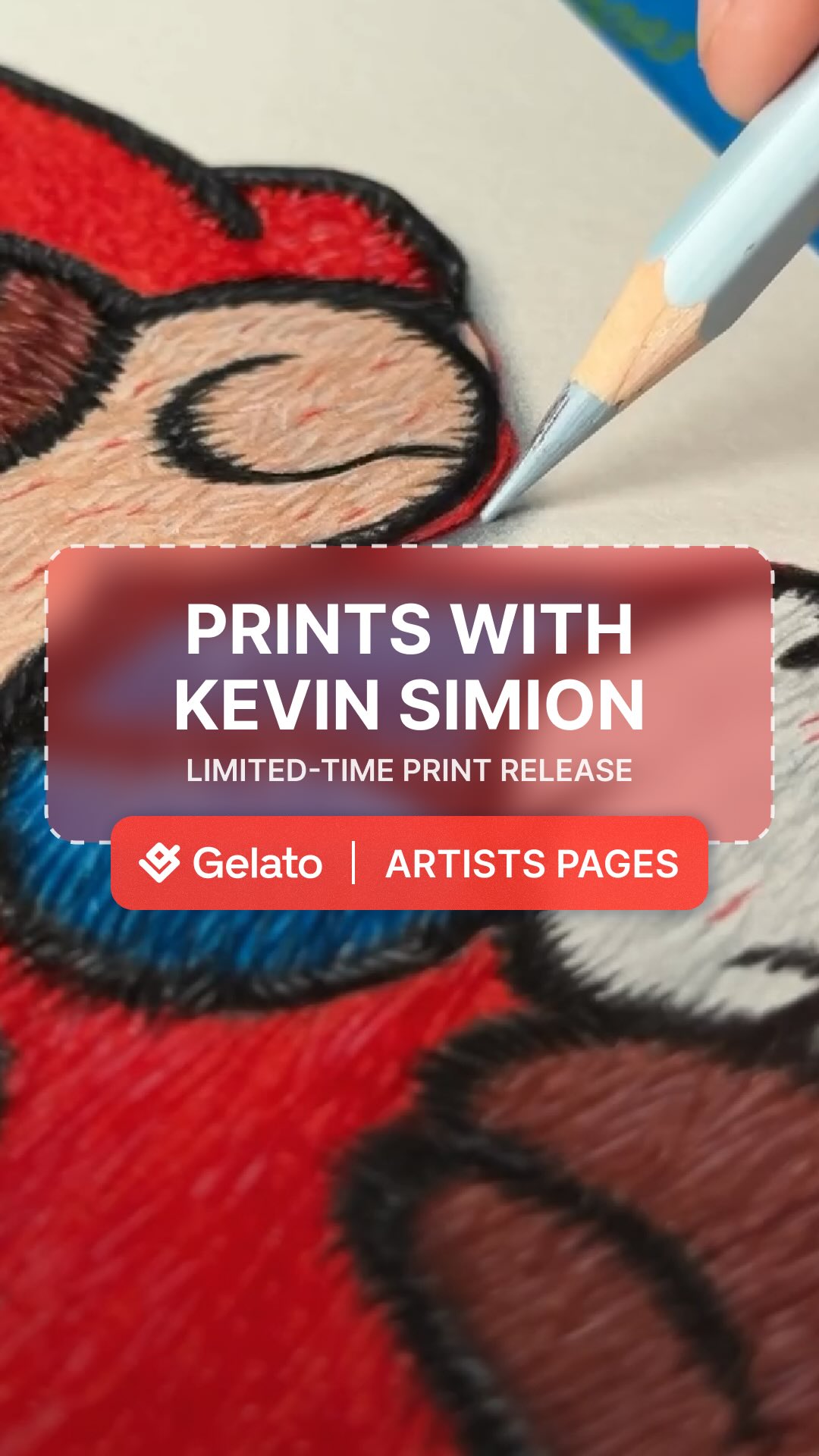 Instagram post by @artists.pages.daily for Gelato. Caption reads: Meet artist Kevin Simion, who has mastered the....
