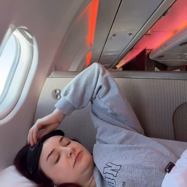 Instagram post by @youglowgrrl for Dermalogica Australia. Caption reads: Post in-flight nap refresh ✨🧖‍♀️✈️

Treated me....