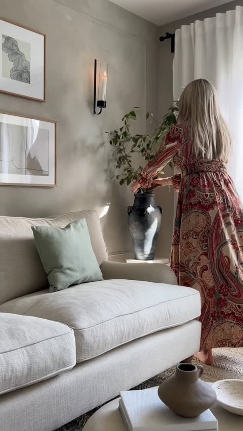 Instagram post by @home_with_candy_sky for The Cotswold Company. Caption reads: Opening the curtains and the morning sunlight ☀️....