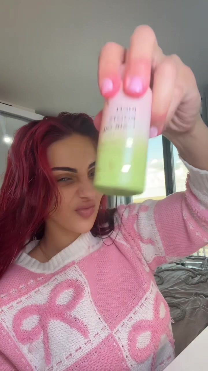 TikTok post by @salmacherry for Delhicious Body. Caption reads: ✨ MY SIGNATURE RED HAIR ROUTINE ❤️ A simple ritual....