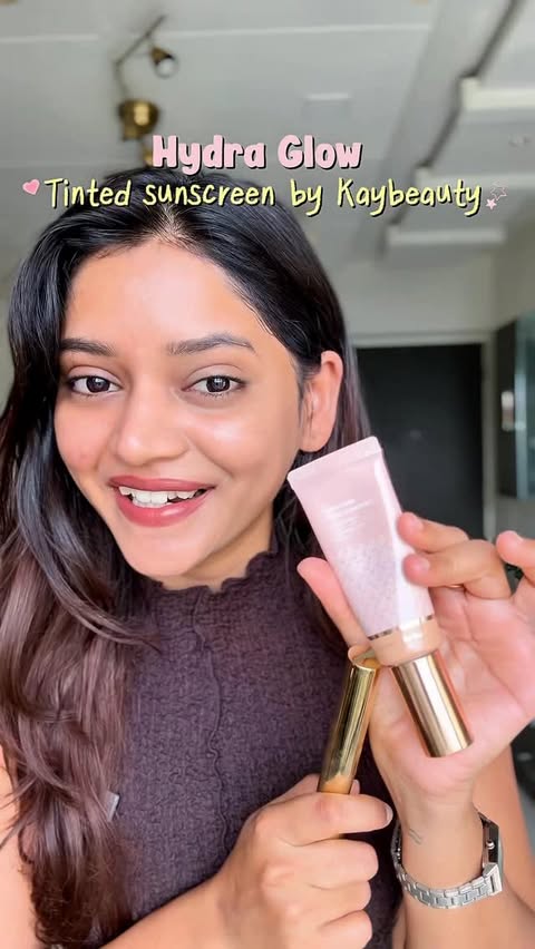 Instagram post by @shivani.manchekar for Kay Beauty. Caption reads: [...] Glow Tinted Sunscreen SPF 40 PA++ from Kay....