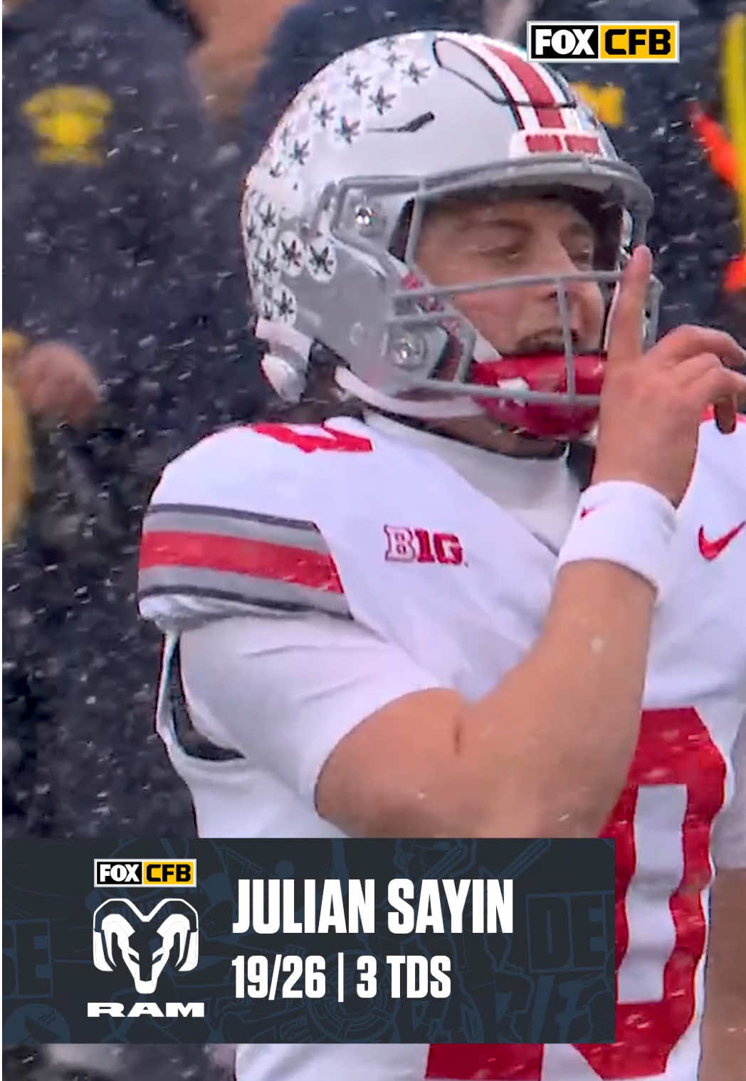 TikTok post by @cfbonfox for Ram Trucks. Caption reads: [...] Michigan in The Game 💪😤 Sponsored by....