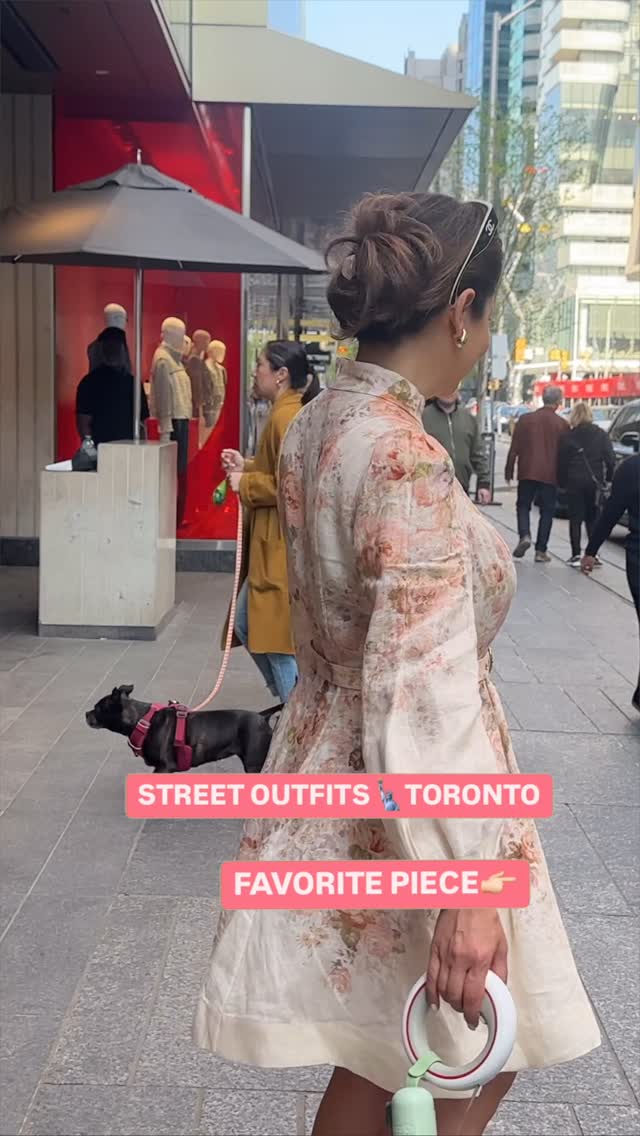 Instagram post by @dvdoublevanilla for FARFETCH. Caption reads: Toronto Street Style ➡️ Dress from @zimmermann....