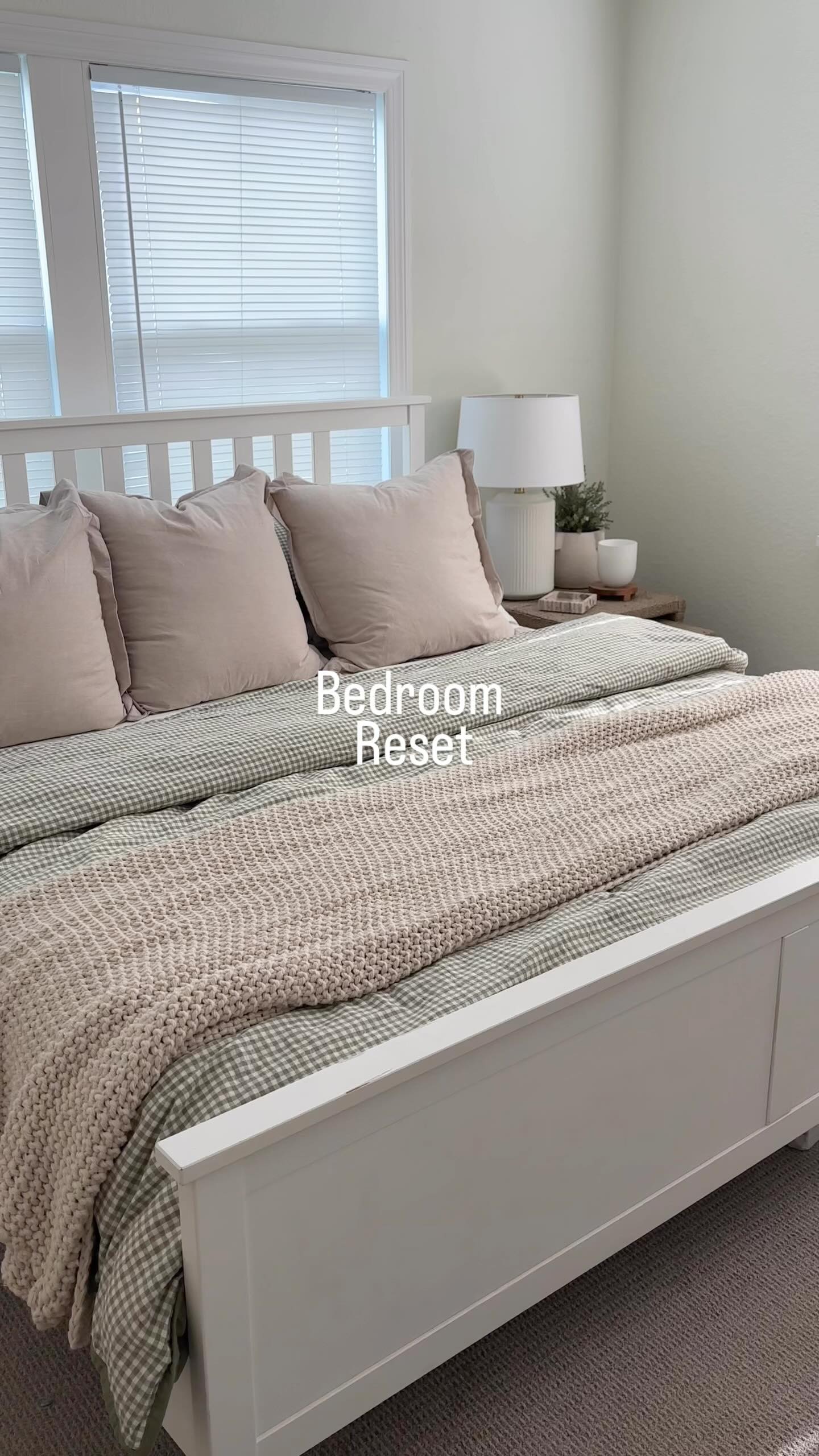 Instagram post by @momminwithmeg for Mrs. Meyer's Clean Day. Caption reads: Resetting my bedroom with @mrsmeyerscleanday! The....