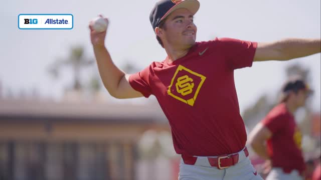 Instagram post by @sctrojans_baseball for Allstate. Caption reads: [...] and dance. At the Plate presented by....