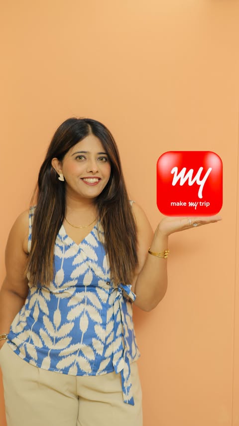 Instagram post by @live_with_neha for MakeMyTrip. Caption reads: [...] with food abroad! Use MakeMyTrip’s new Loved....