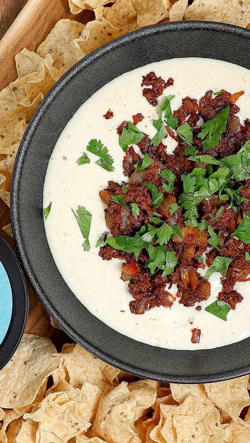 Instagram post by an influencer for Pancho's Cheese Dip. Caption reads: Queso Dip with Chorizo #ad I’ve partnered with....