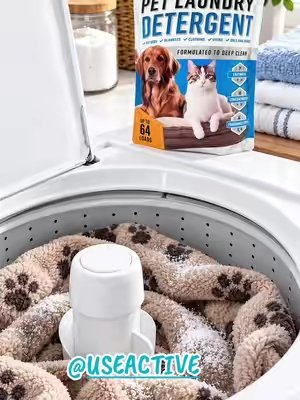 TikTok post by @photokiller88 for ACTIVE. Caption reads: #UseActive #PetLaundryDetergent #EnzymeActive....