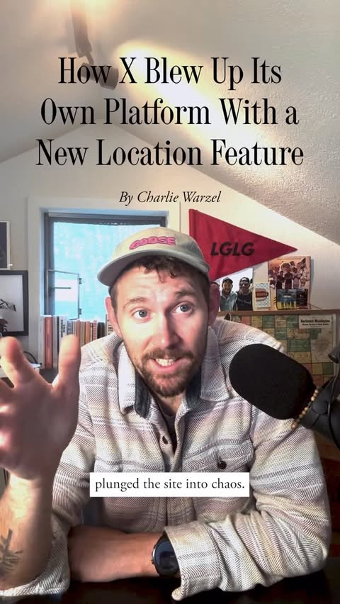 Instagram post by @cwarzel for The Atlantic. Caption reads: Over the weekend, Elon Musk’s X rolled out a....