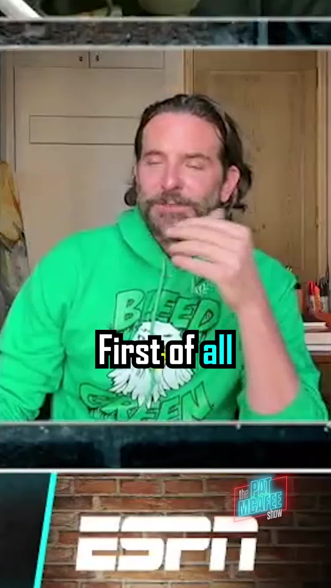 TikTok post by @patmcafeeshowofficial for Philadelphia Eagles. Caption reads: "This is so crazy that I'm on the show right now......