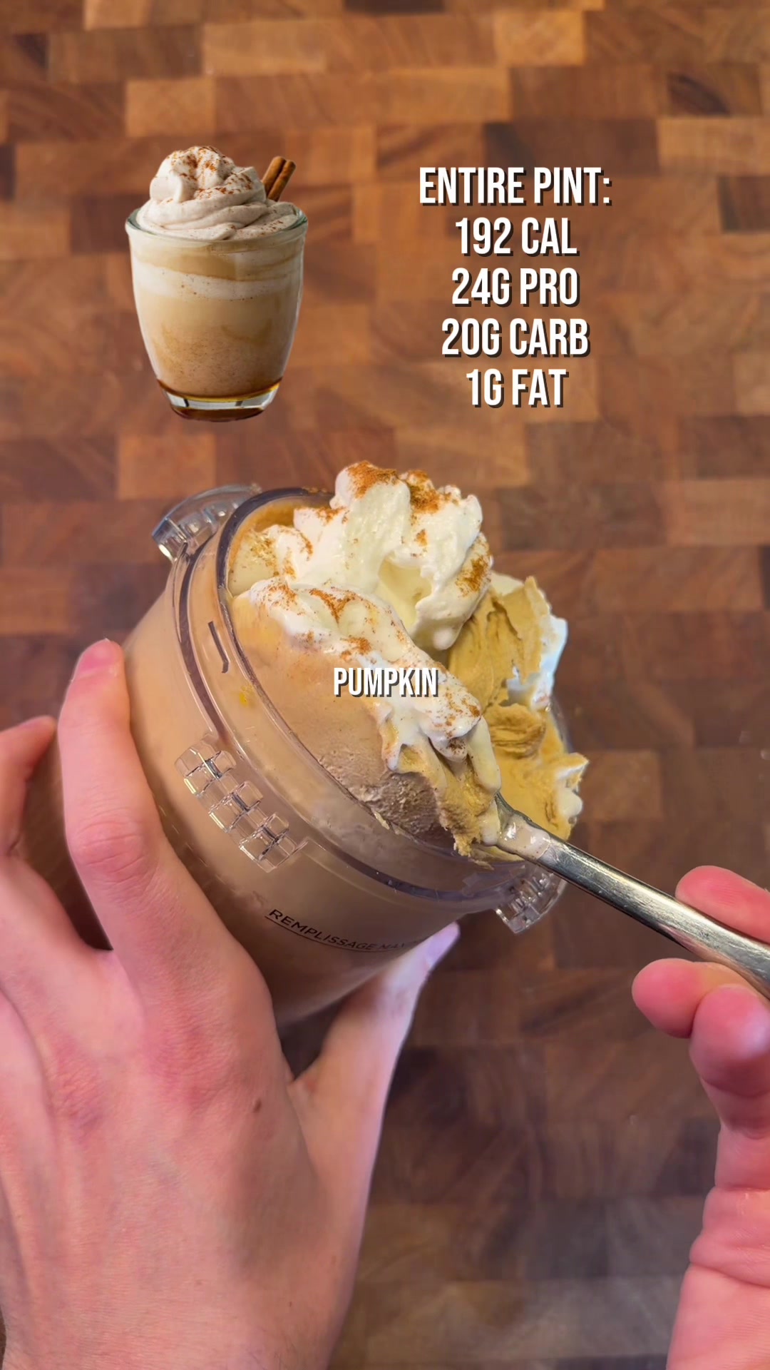 TikTok post by @fitnessproductfinder for IQBAR. Caption reads: [...] sweetener - 1 stick Pumpkin Spice @SHOP....