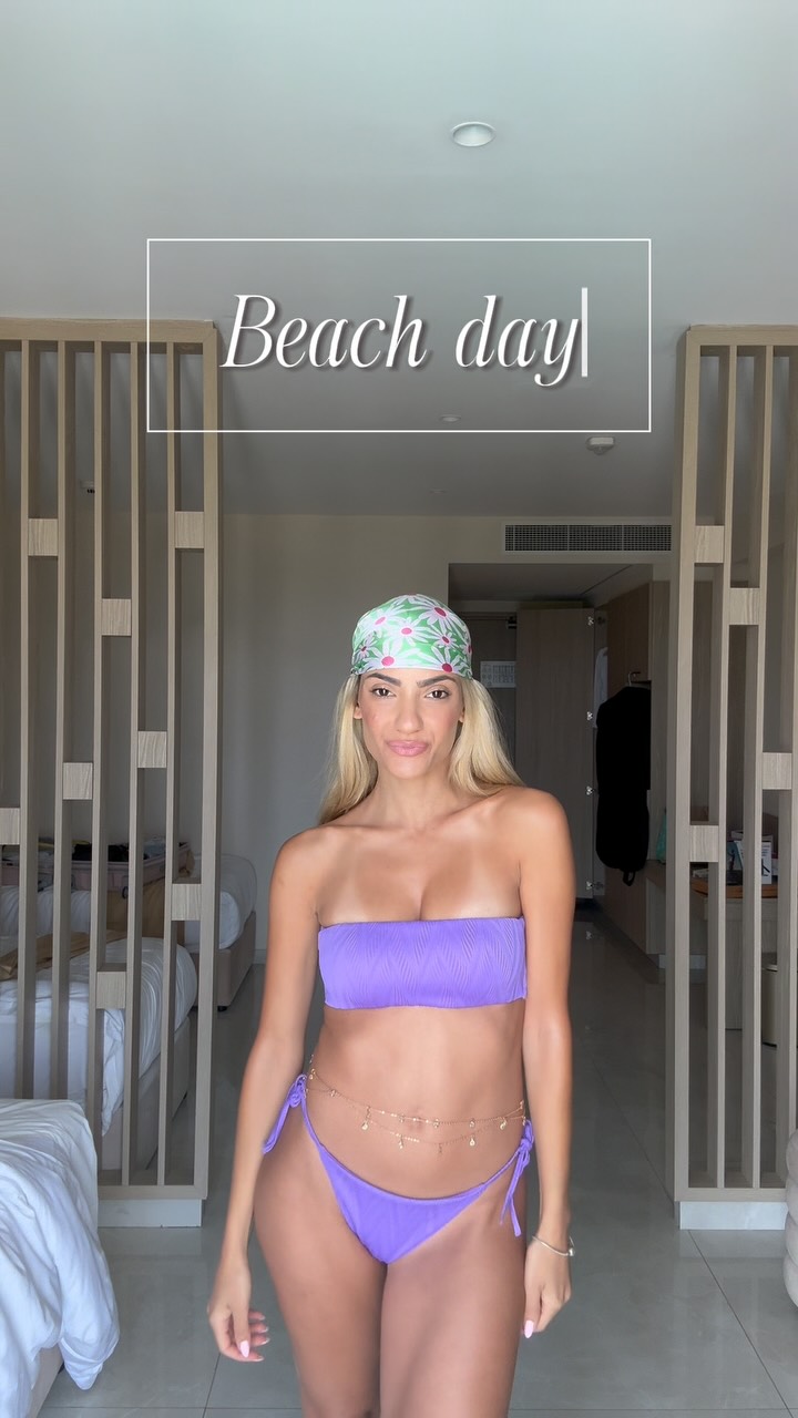 Instagram post by @irenekarantoni for TEZENiS. Caption reads: La isla bonita🏖️👙☀️ #ad 
@tezenisofficial....
