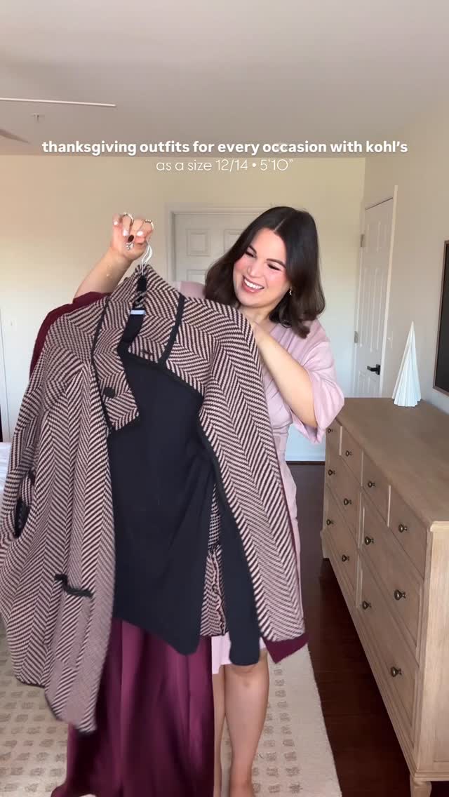 Instagram post by @kelly_elizabethxo for Kohl's. Caption reads: Midsize Thanksgiving outfit ideas for every....